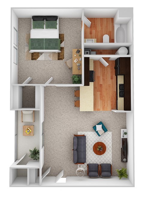 A1- Elm Floor Plan at Riverset Apartments, Memphis